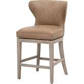 Milton Swivel Counter Stool in Ivanhoe Toast Brown Vegan Leather & Gray Wood 6421-CSUP.IVT-BT/NG